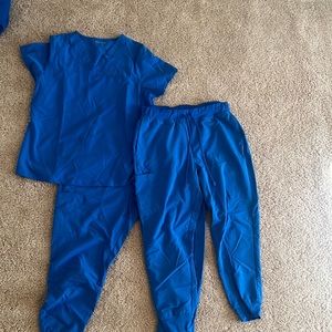 Mandala royal blue jogger scrubs with 2 pairs pants